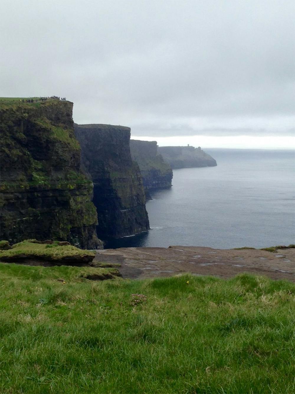 View of the Cliffs of Moher, Ireland. They are so tall that it takes a full 11 seconds to reach the water below.
