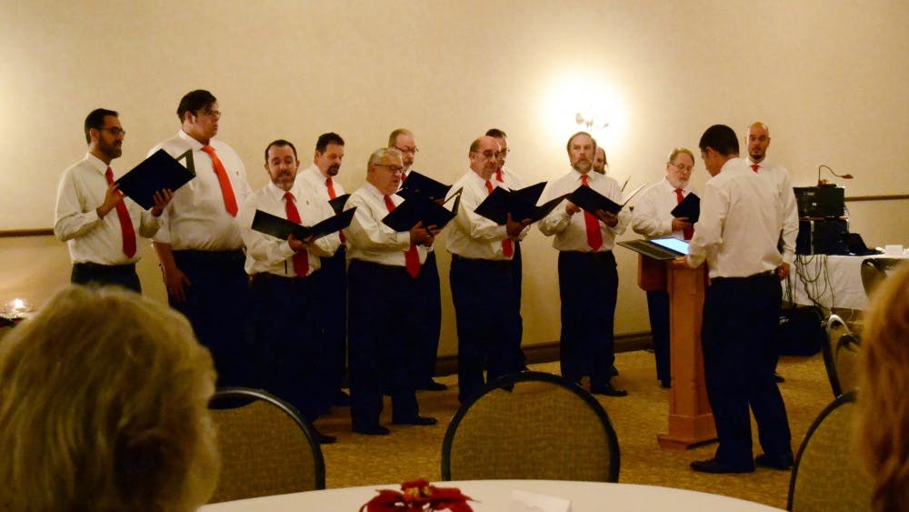 The Quarryland Men's Chorus performs at the World AIDS Day ceremony of remembrance in 2017. The 12th annual ceremony was presented Thursday evening by the Community AIDS Action Group of South Central Indiana.