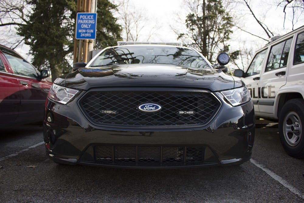 A new member of the Bloomington Police Department's fleet sits at the station.  