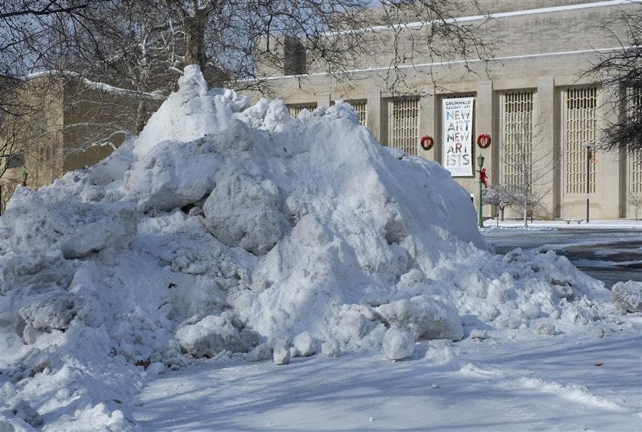 Snow by the Fountain
