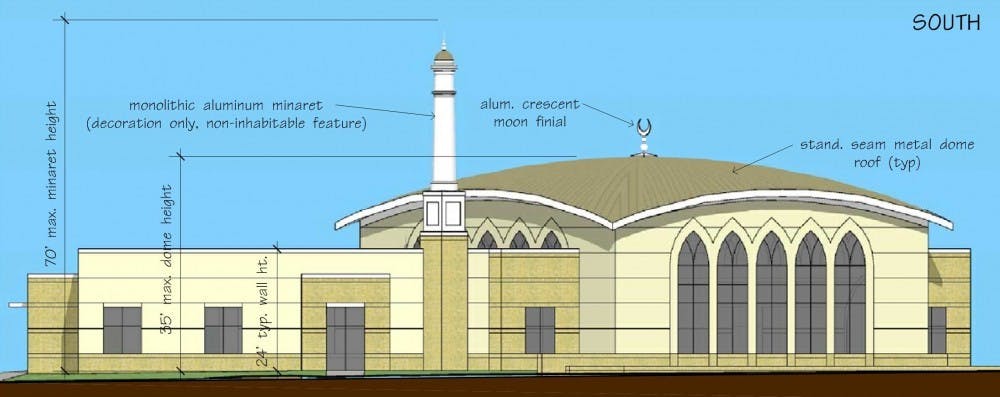 A rendering of the proposed Islamic Life Center in Carmel, Indiana. Carmel's Board of Zoning Appeals voted 3-2 Monday to construct the mosque.&nbsp;
