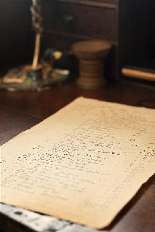 A document rests on a desk Sept. 16th at the Wylie House Museum.
