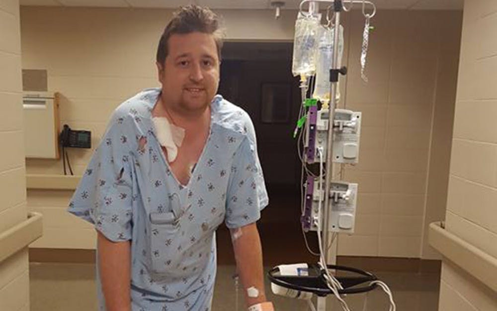 Steve Winfree walks for the first time after nearly dying to septic shock in 2016. Steve has fought for his life on multiple occasions due to his chronic kidney disease.&nbsp;