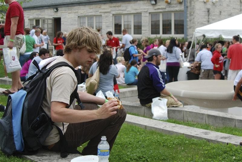 Seniors enjoy the food Thursday afternoon at the DeVault Alumni Center. Students gathered for the Senior Salute for a final hurrah to share memories and talk about their futures.