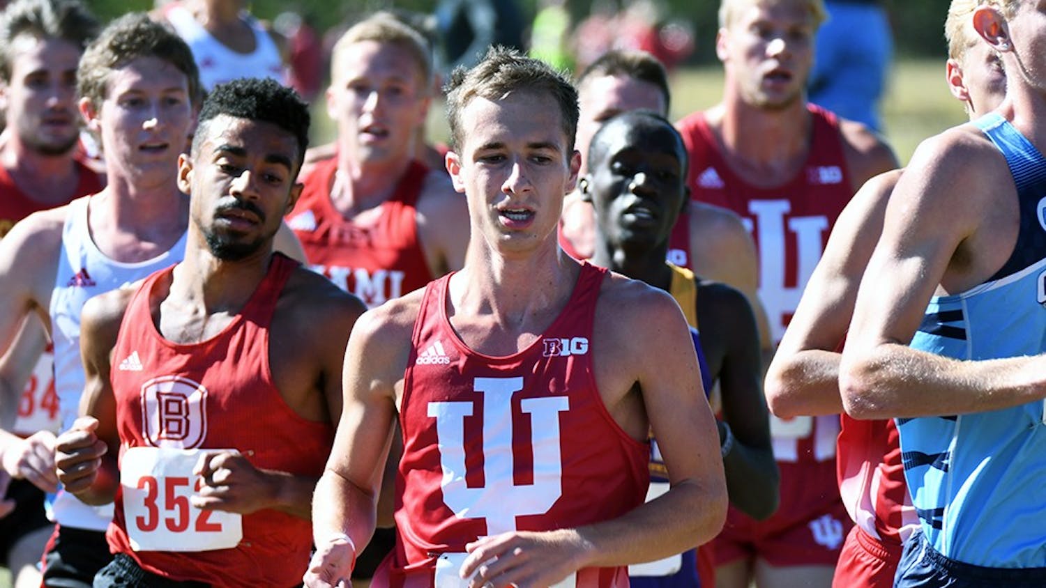 Then-sophomore, now junior Kyle Mau runs in the Sam Bell Invitational on Sept. 30, 2017 at the IU cross-country course. Mau finished 49th in the NCAA National Championship race this season.