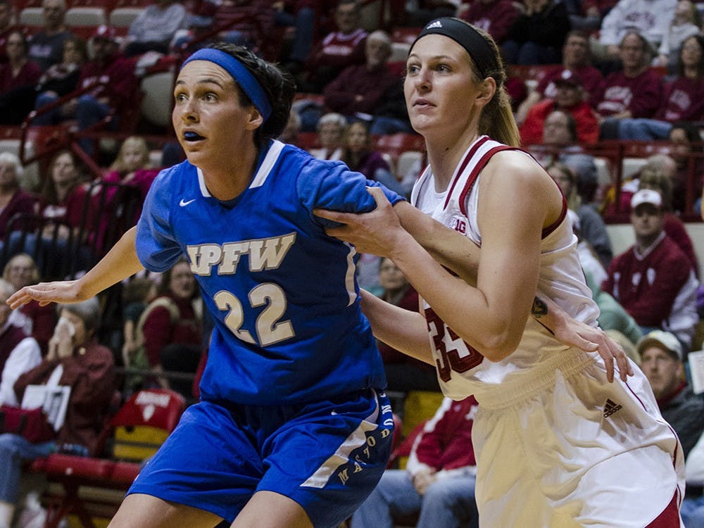 Freshman forward Amanda Cahill trys to get open for a pass against IPFW on Wednesday at Assembly Hall. The Hoosiers won 80-37 and advanced to 8-1.