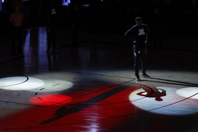 Pascal Siakam of the Toronto Raptors looks on during player introductions before the start of a game against the Brooklyn Nets in Game One of the Eastern Conference First Round during the 2020 NBA Playoffs on Aug. 17 in Lake Buena Vista, Florida. The NBA, WNBA, Major League Soccer and Major League Baseball postponed games Wednesday after some players went on strike in response to the police shooting of Jacob Blake on Sunday in Kenosha, Wisconsin.