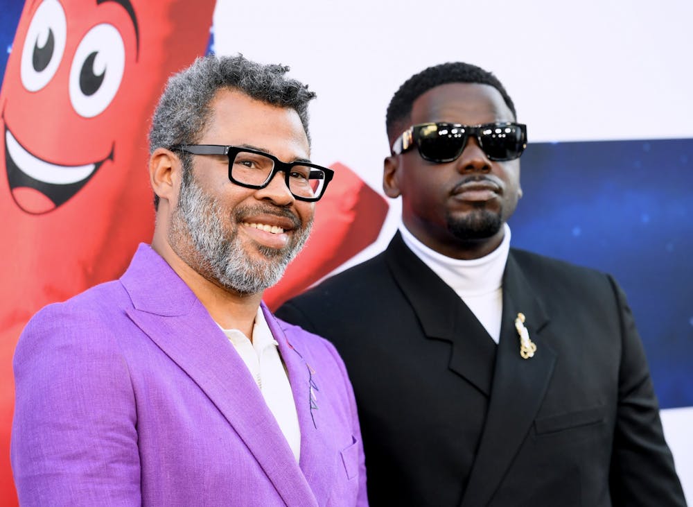 <p>Jordan Peele and Daniel Kaluuya attend the world premiere of Universal Pictures&#x27; &quot;Nope&quot; on July 18, 2022, at TCL Chinese Theatre in Hollywood, California.</p>