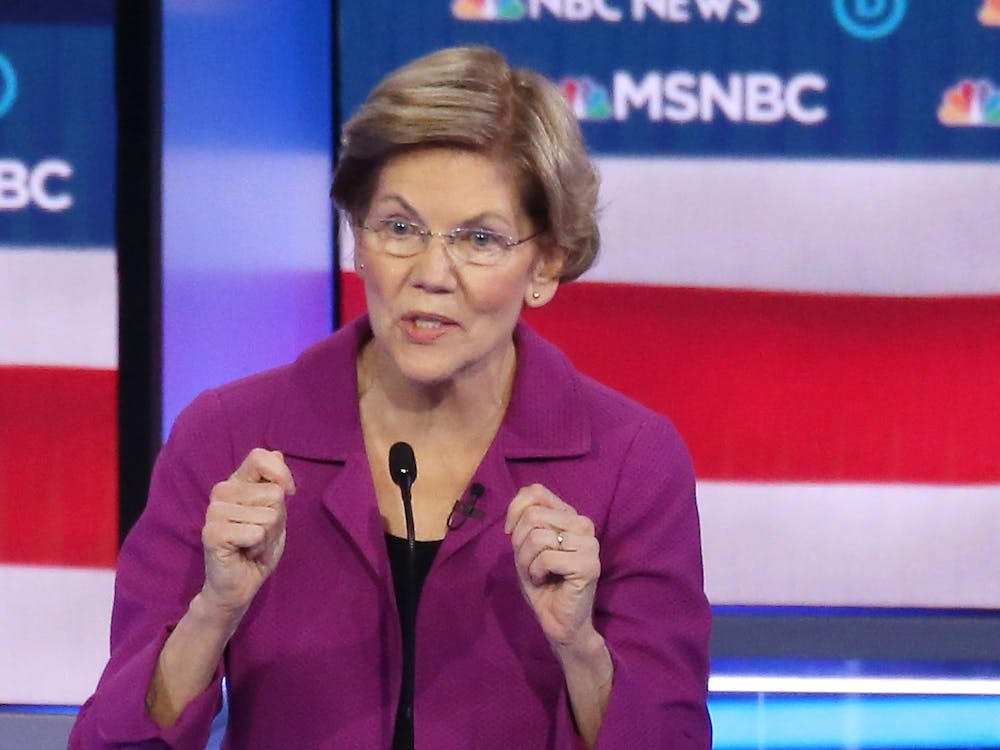 Democratic presidential candidate Sen. Elizabeth Warren, D-Mass., speaks during the Democratic presidential primary debate Feb. 19 in Las Vegas, Nevada.