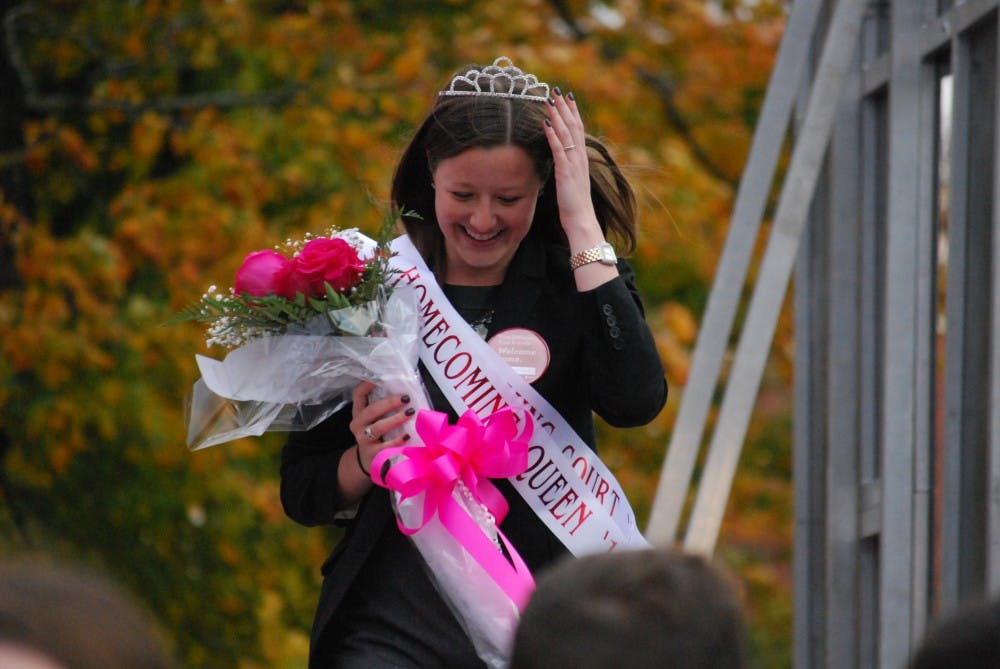 Senior Taylor Stinson leaves the stage after being crowned Homecoming Queen. 