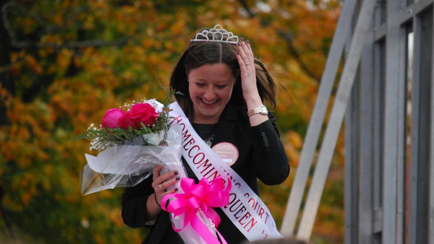 Senior Taylor Stinson leaves the stage after being crowned Homecoming Queen. 