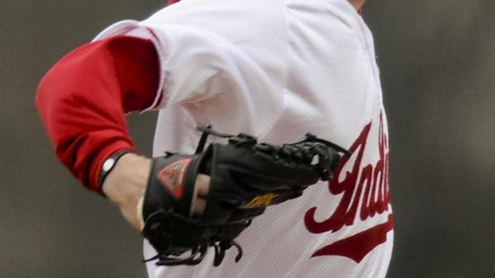 Freshman pitcher Joey DeNato prepares to release the ball during the Hoosiers' 7-3 win against Northern Kentucky on March 29 at Sembower Field. 