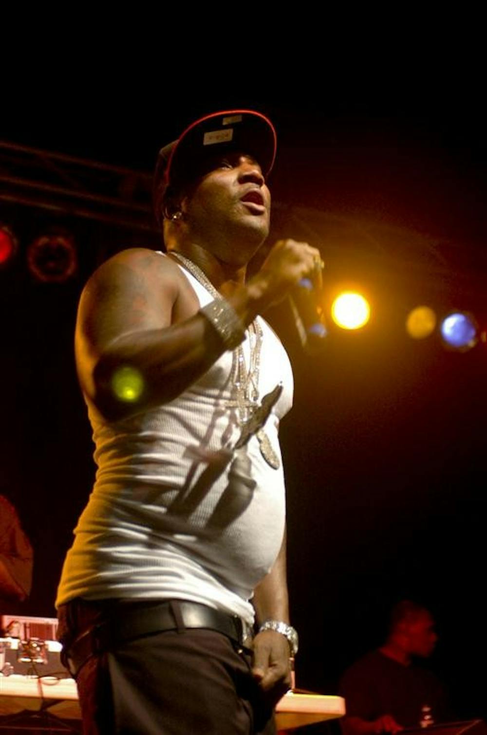 Young Jeezy performs Friday evening in the parking lot of Sigma Alpha Mu, part of the entertainment events for the Little 500 weekend. The concert was presented and produced by seniors Jonathan Wolf and Daniel Kuniansky of Blue Ocean Productions and seniors Jehad Bittar and Zack Kranz of Revival Entertainment.