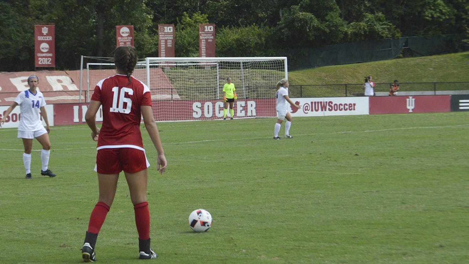 Kylie Kirk prepares for a penalty kick during the Hoosiers match against Southern Methodist University on Sep. 5 at Bill ARmstrong Stadium. SMU won the match 2-to-1. 