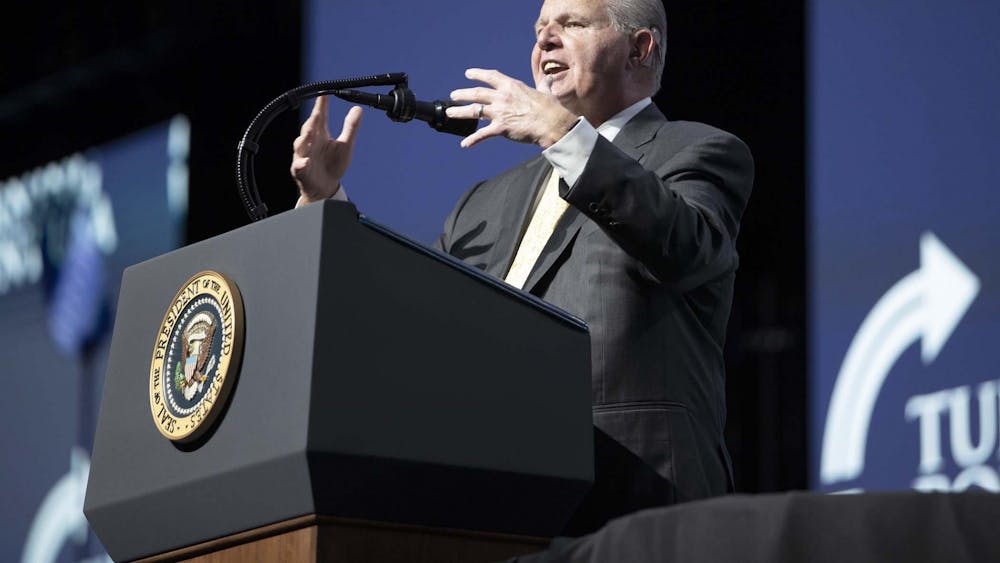 Conservative talk show host Rush Limbaugh introduces President Donald Trump at Turning Point USA Student Action Summit Dec. 21, 2019, at the Palm Beach County Convention Center in West Palm Beach, Florida.