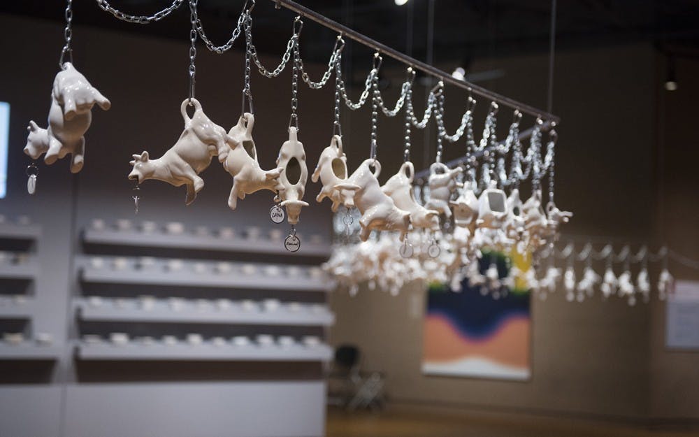"A Step in Time Across the Line: Recent Work by Chee Wang Ng" is put on in The Sidney and Lois Eskenazi Museum of Art. The exhibition is one of the China Remixed events. 