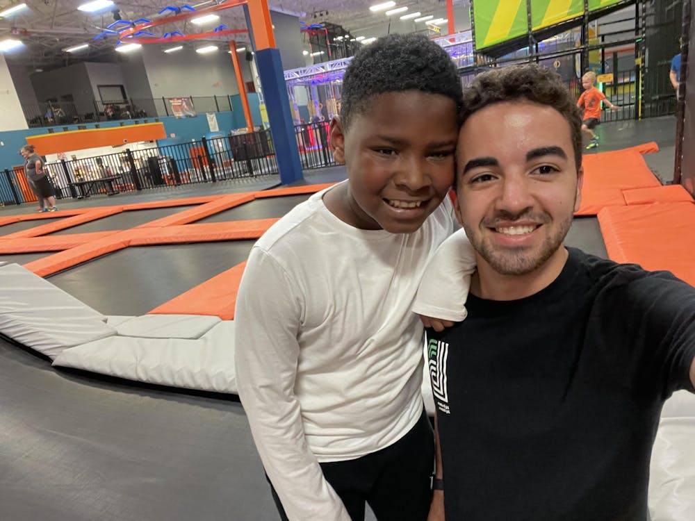 <p>President of Big Brothers Big Sisters at IU<strong> </strong>Chris Brake and his &quot;little brother&quot; Tirvell spend time together at Urban Air. About half of the volunteers in Big Brothers Big Sisters of South Central Indiana are IU students, Danell Witmer, executive director of BBBSSCI, said. </p>