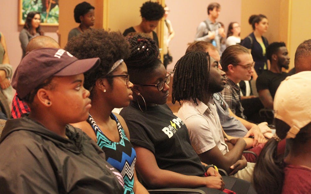 Students gather together to honor the anniversary of Joseph Smedley case at the Neal Marshall Black Culture Center on Wednesday.