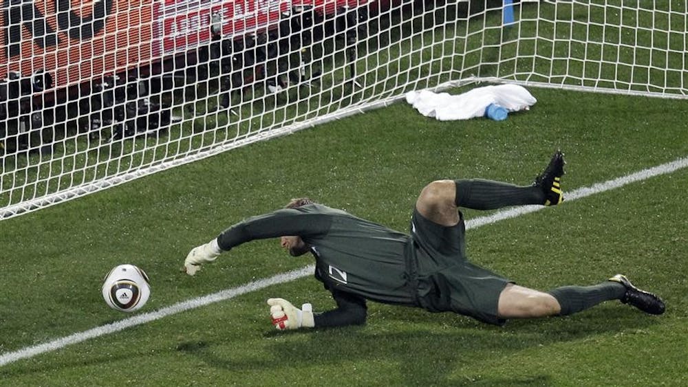 England's Robert Green fails to save a goal during the World Cup Group C soccer match between England and the United States at Royal Bafokeng Stadium in Rustenburg, South Africa, on June 12.