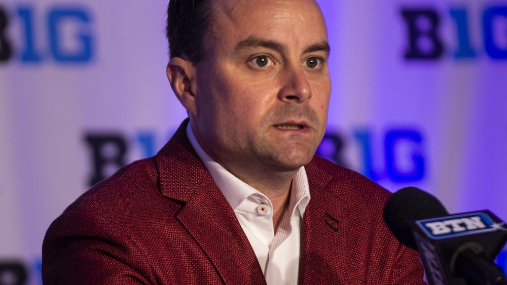 IU men&#x27;s basketball head coach Archie Miller speaks Oct. 2, 2019, at Big Ten Basketball Media Day in Rosemont, Illinois. Miller was the head coach from 2017 to 2021.