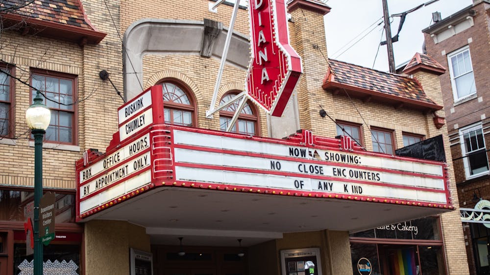 The Buskirk-Chumley Theater marquee has been vandalized.