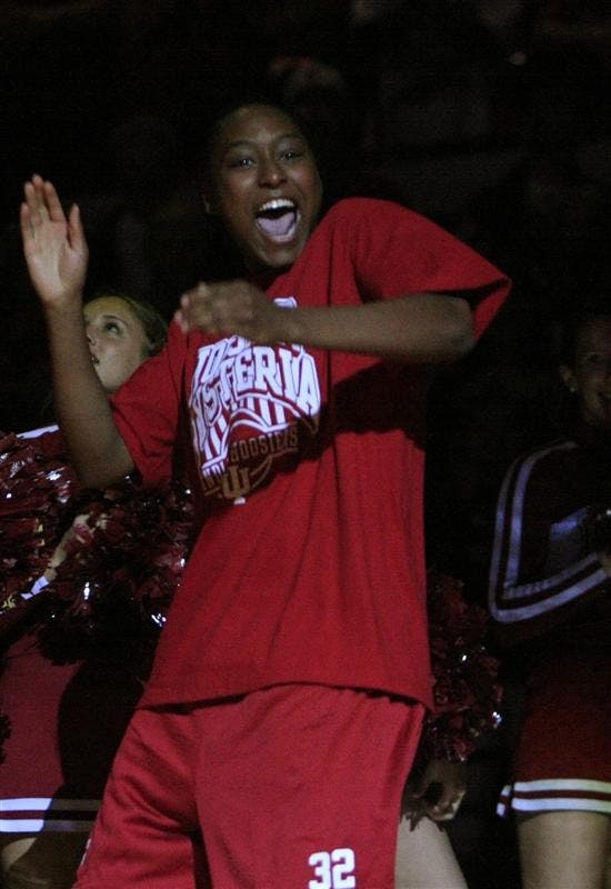 Sophmore guard Jori Davischeers for fans during Hoosier Hysteria on Friday night at Assembly Hall