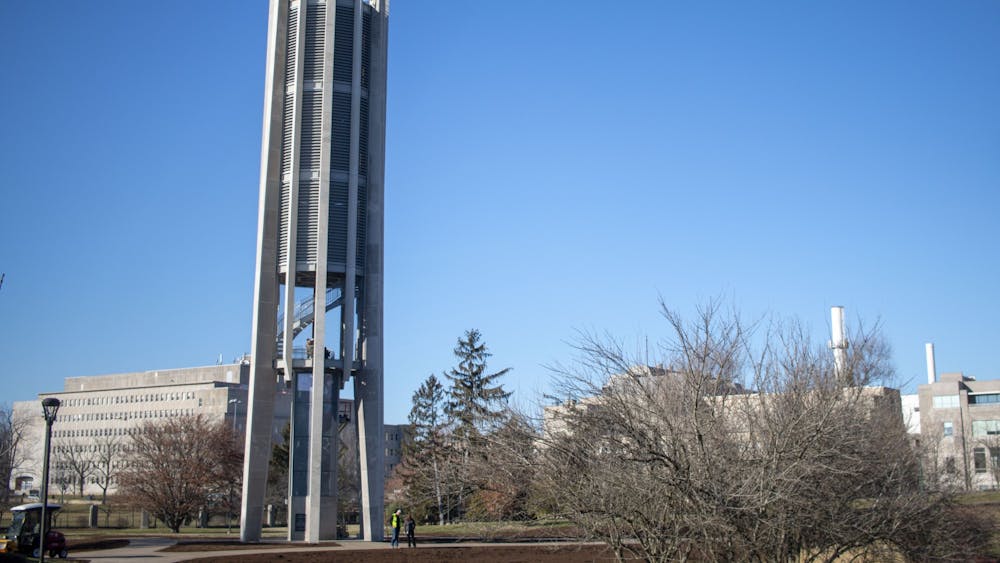 The Arthur R. Metz Bicentennial Grand Carillon stands Jan. 16 in the IU Arboretum. The carillon was originally located near Evermann Apartments and was moved to a more central location on campus. 