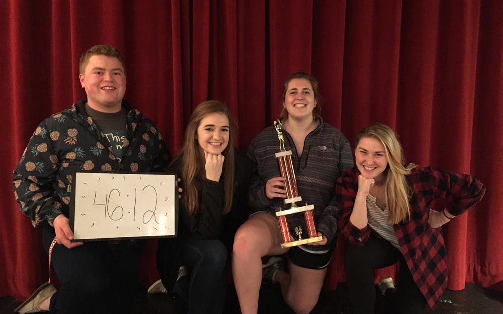 Matt Rasnic, Alison Graham, Anna Boone and Lindsay Moore pose for a photo after escaping from the escape room in just more than&nbsp;46 minutes.&nbsp;