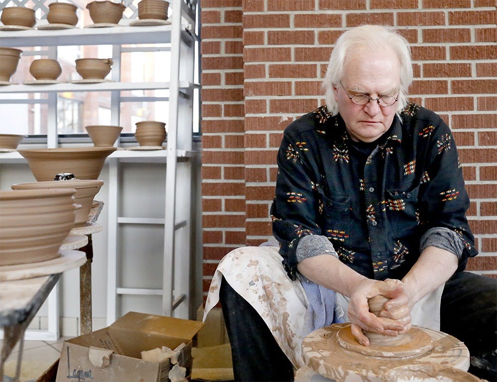 Jim Halvorson makes a bowl during a "22nd Annual Soup Bowl" event on Feb. 21 at the Monroe County Convention Center. Halvorson began to make pots and bowls in 1970 after graduating Valparaiso University. He taught a ceramic class at Arsenal Technical High School in Indianapolis for 20 years. He retired teaching 2 years ago, but still makes pots and bowls. He provides his works to By Hand Gallery and Brown County Caraft Gallery, Nashville. 