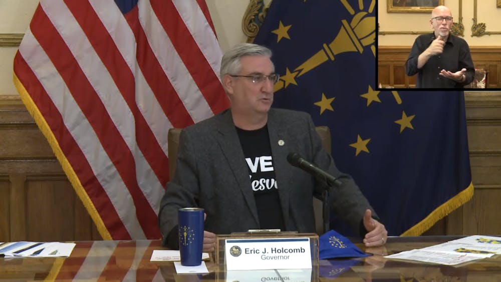 Gov. Eric Holcomb speaks virtually at the weekly coronavirus update meeting Wedensday. Indiana has had 101,485 total positive cases of COVID-19, and there have been a total of 3,173 deaths as of midnight Tuesday.