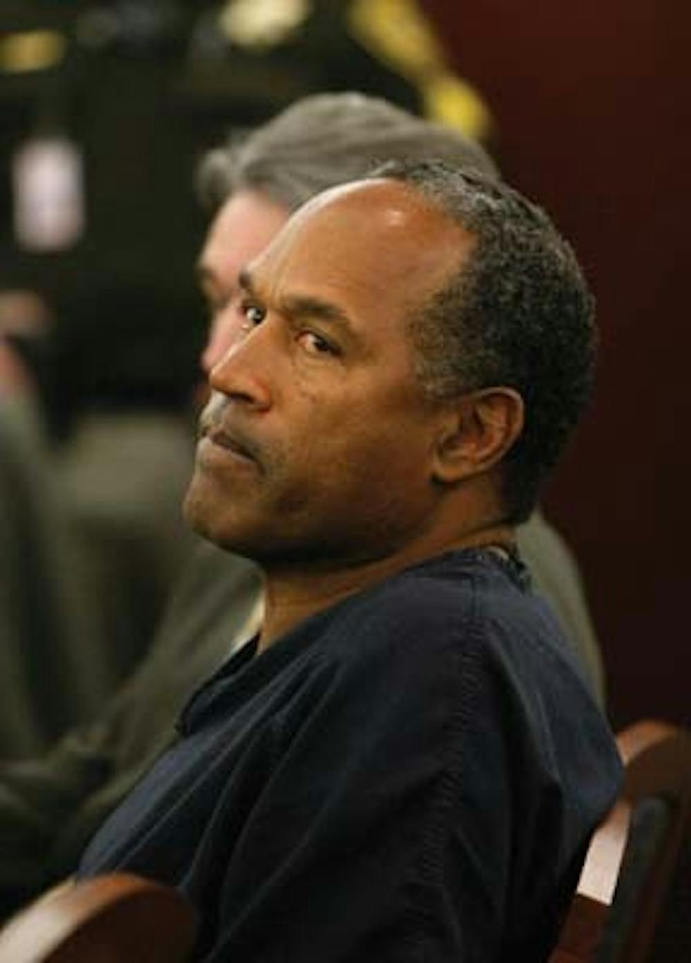 O.J. Simpson sits in a courtroom during his bail revocation hearing in Las Vegas, Wednesday, Jan. 16, 2008. An angry judge doubled O.J. Simpson's bail to $250,000 on Wednesday for violating terms of his original bail by attempting to contact a co-defendant in his armed robbery case. (AP Photo/Rick Wilking, Pool)
