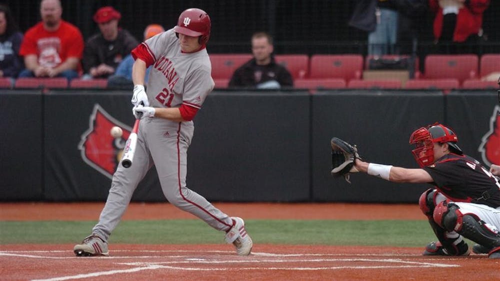 Sophomore catcher Josh Lyon aims for a hit against Louisville on March 9, 2010. The Hoosiers went 5-2 during spring break action. Lyon had 4 hits and 2 RBI for the week.