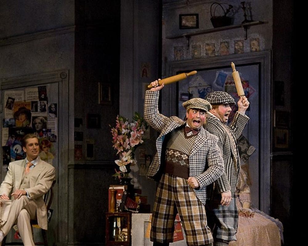 Actors Dennis Setteducati and Marc De La Concha perform in "The Drowsy Chaperone" Tuesday evening at the IU Auditorium. The musical, whose Broadway run garnered them five Tony Awards, shows again at 8 p.m. today.