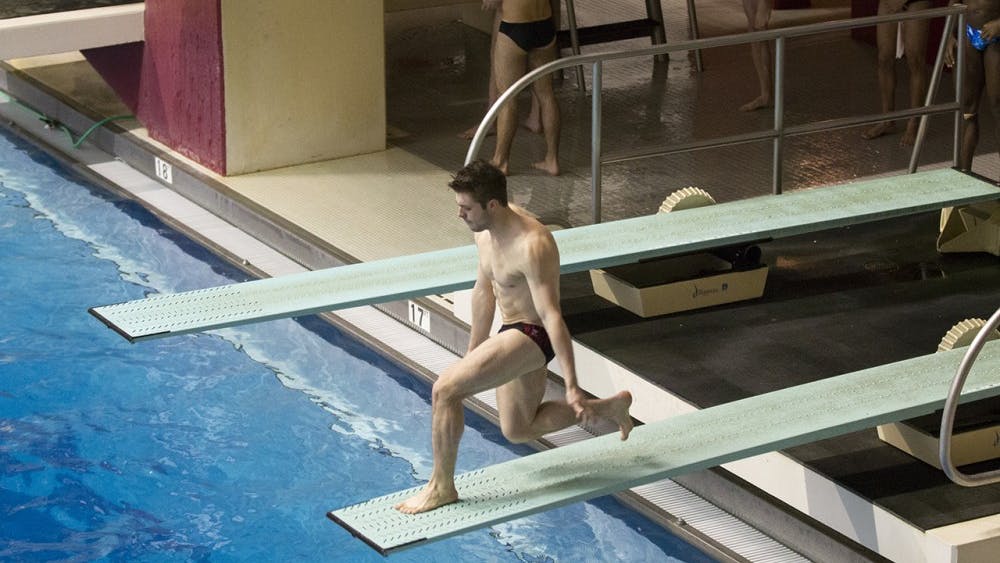 IU junior&nbsp;Michael Hixon prepares for his round two dive at the NCAA Diving Zone C Championships. Hixon was one of five divers from IU to compete at this event.