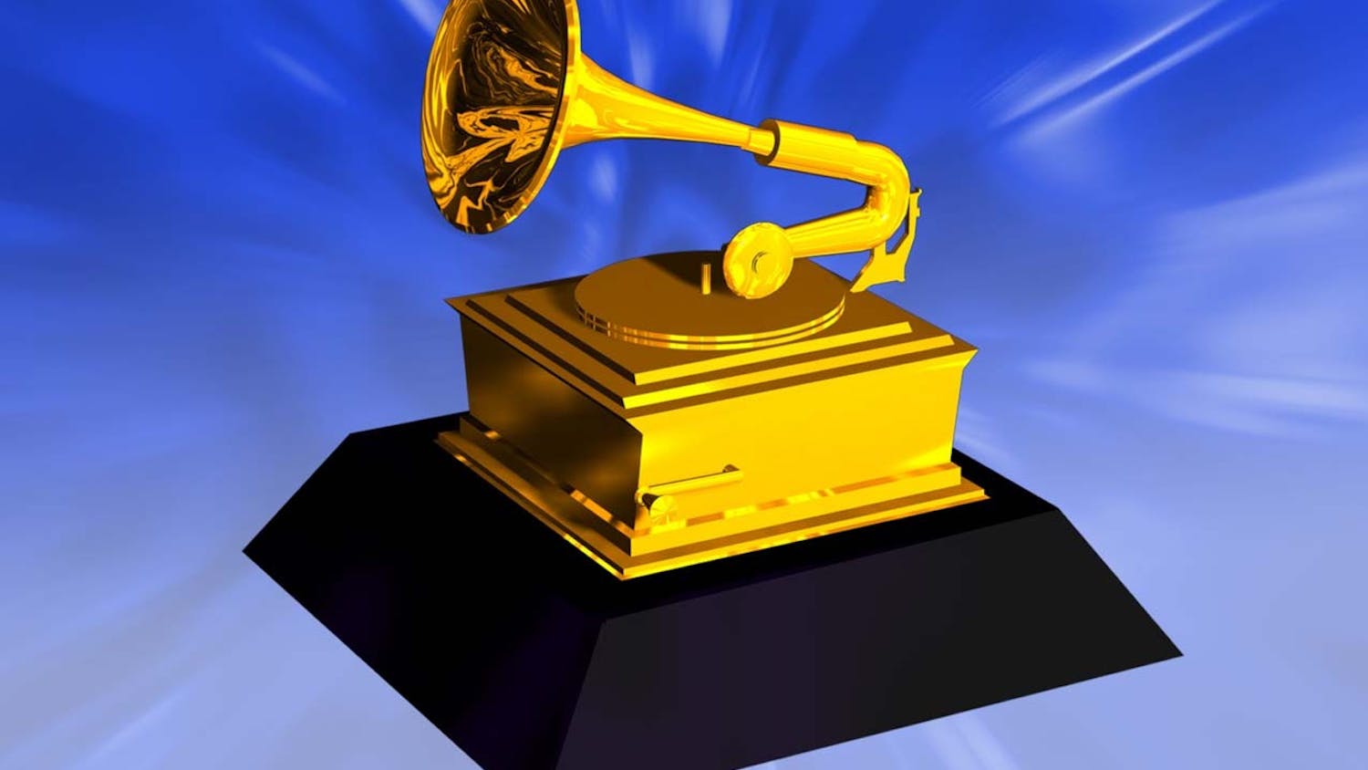 An illustration shows a Grammy award.