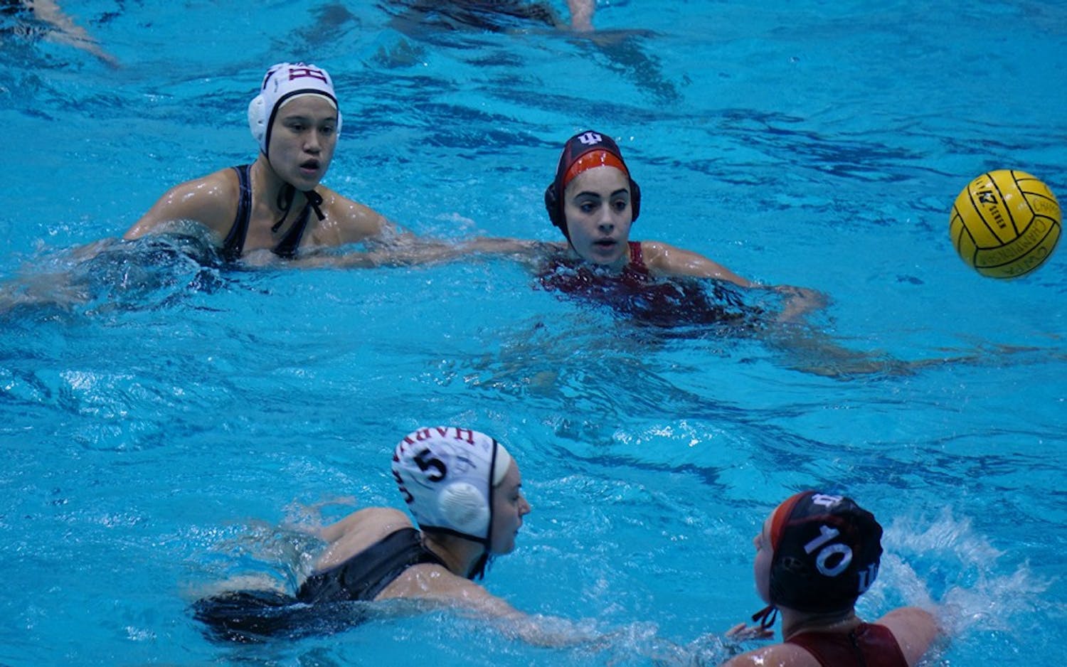 IU women's water polo team faces off against Harvard University in the Collegiate Water Polo Association Championship. IU lost to Harvard.