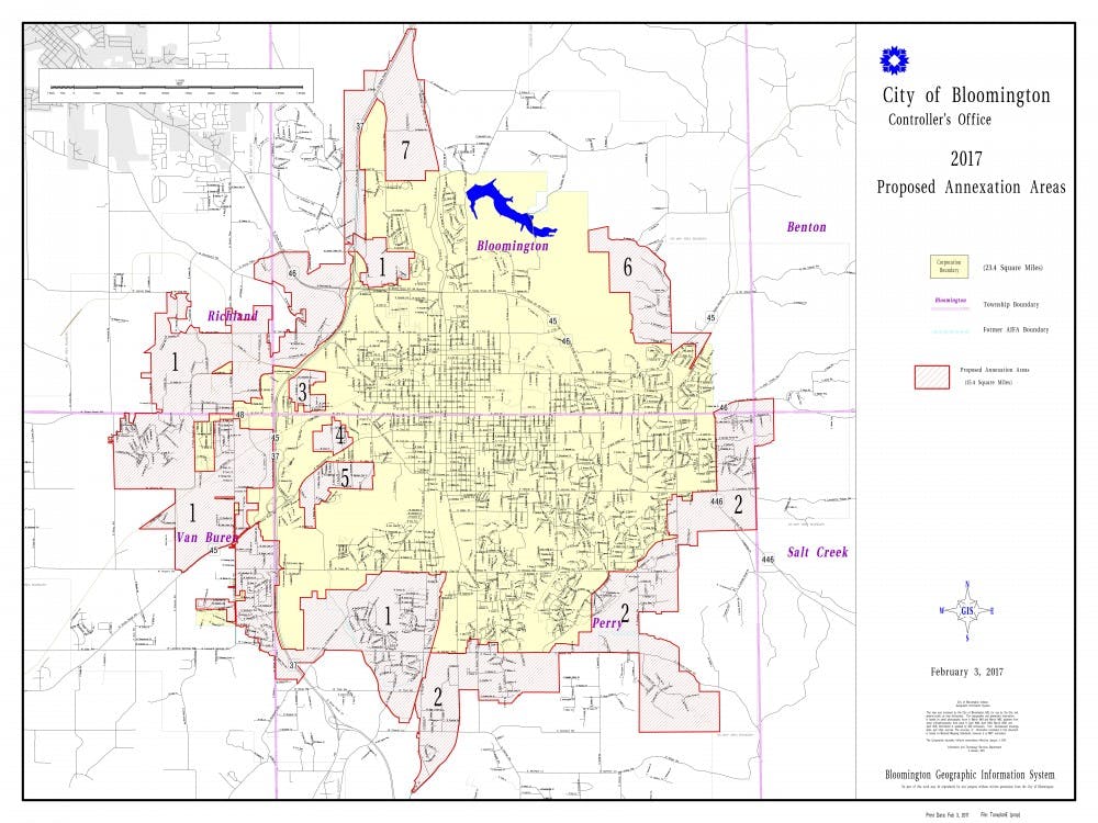 Bloomington Mayor John Hamilton proposed an expansion of city boundaries by nearly 10,000 acres Feb. 3.&nbsp;This would add about 15,000 more people to the city population and bring the total population of Bloomington to 100,000.