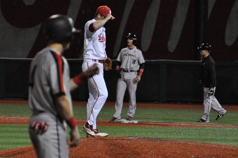 <p>Then-sophomore pitcher Brian Hobbie, now a junior, takes the mound with bases loaded in the top of the ninth inning March 29, 2016, at Bart Kaufman Field.</p>