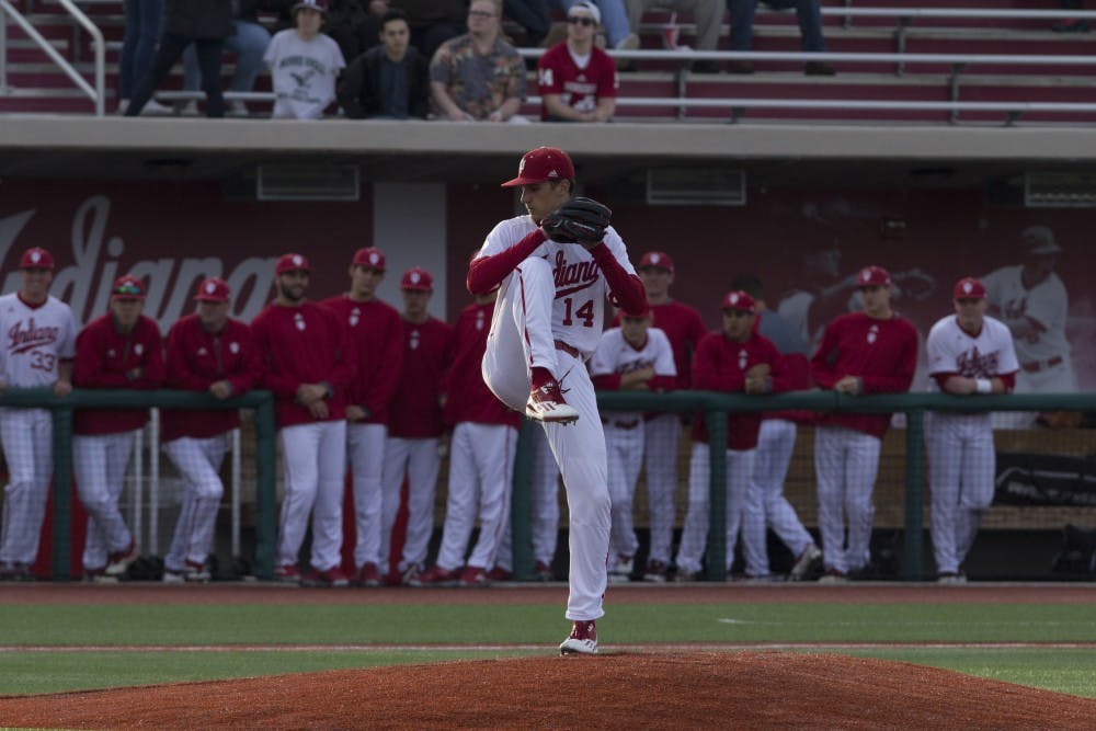Senior left-handed pitcher Kyle Hart winds up for a pitch against WCU on March 11 at Bart Kaufman field.