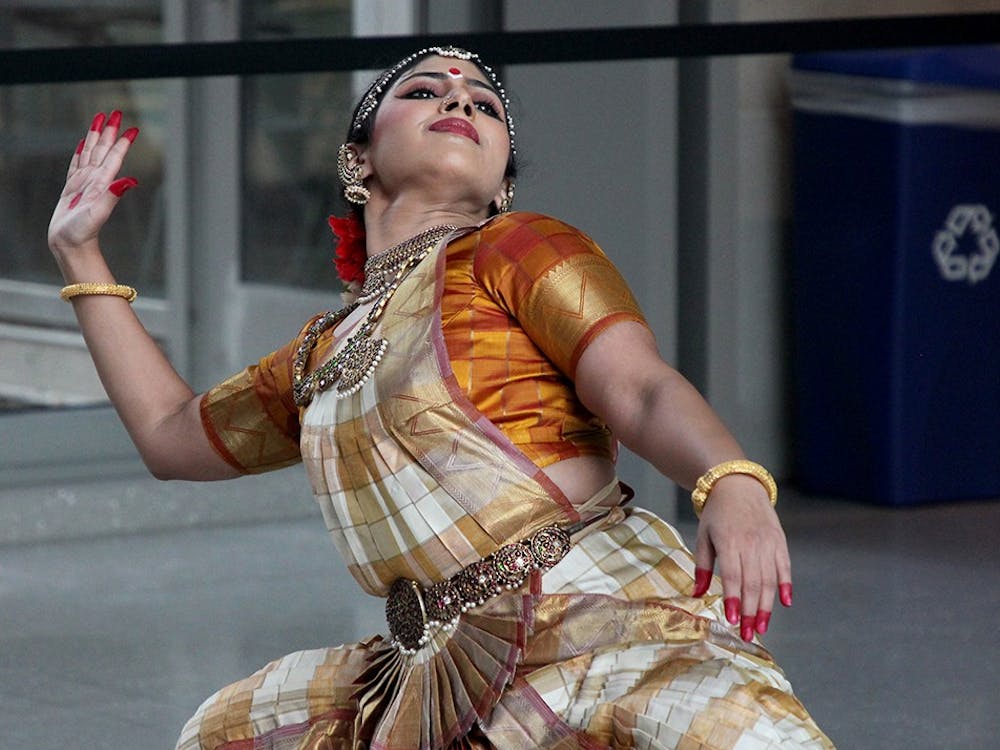 Tanya Saxena performs her first of three dances in the Global and International Studies Building on Tuesday. The style of dance is traditional Indian Bharatnatyam.
