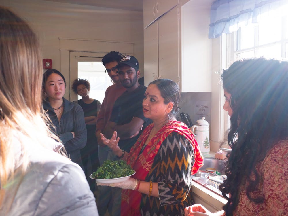 <p>Kashika Singh addresses a group of students on Feb 24, 2023, in the IU Food Institute. Singh kept attendees engaged by relating the food to her personal history with anecdotes and jokes.</p>