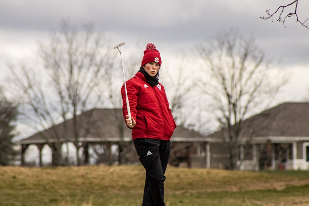 <p>Then-freshman Áine Donegan poses for a picture while playing in the IU Invitational on April 9, 2022. Donegan finished her season at the NCAA Ann Arbor Regional on Wednesday.</p>
