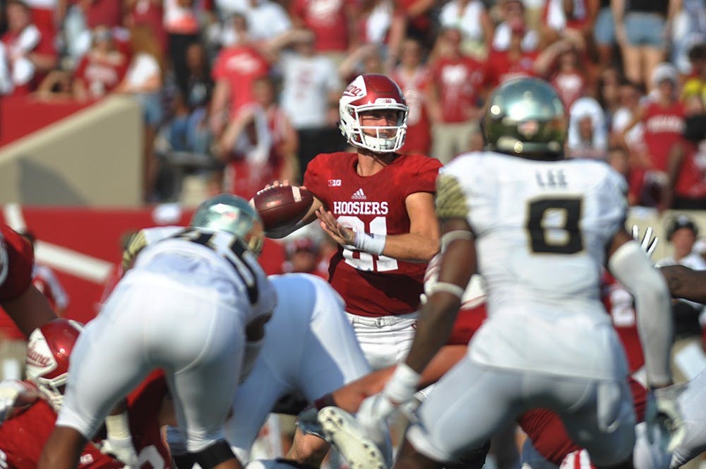 Junior quarterback Richard Lagow looks to pass in the second quarter on Sept. 24 at Memorial Stadium.