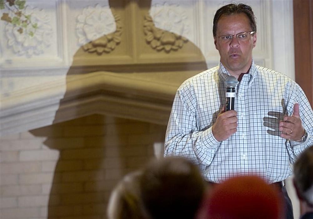 IU coach Tom Crean spoke of the past and  future of Men's basketball and any other question asked by Beta Theta Pi members on Thursday evening at the Beta Theta Pi fraternity house. Among many new changes, Crean has plans for a named student section at Assembly Hall.