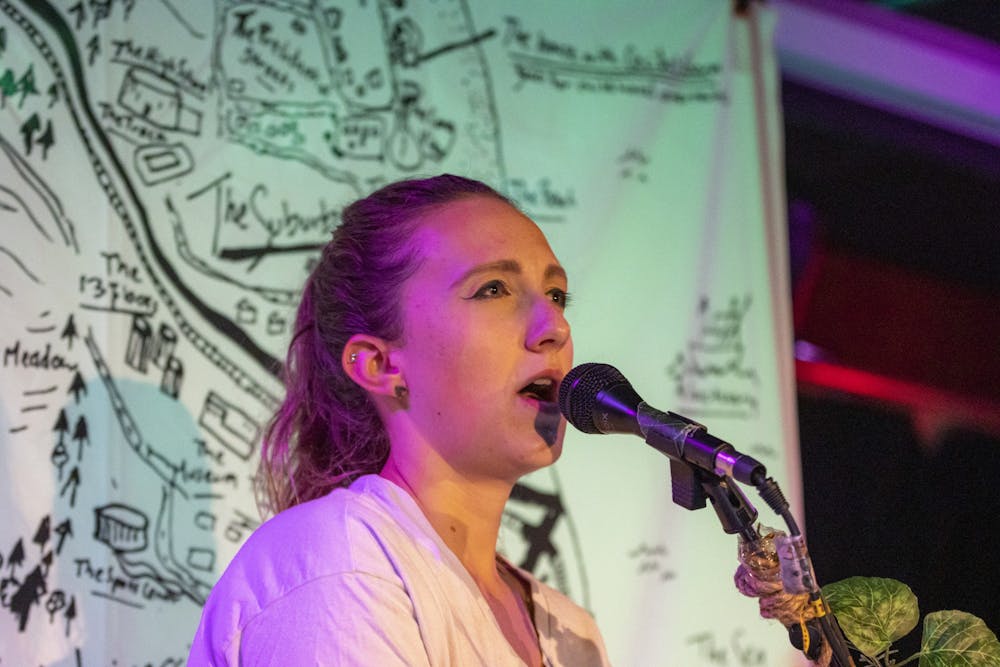 <p>Millaze sings during a performance on March 26, 2022, at the Bishop Bar. Millaze performed an album release show for her album &quot;Front Matter&quot; on Saturday night.</p>