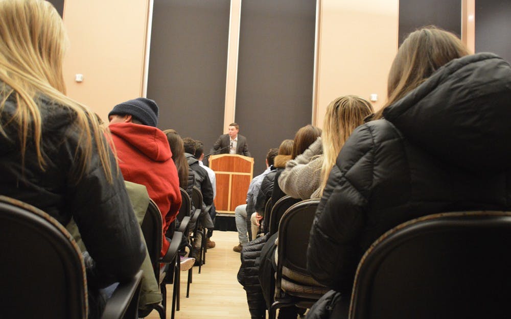 The IU greek community gathered Wednesday evening&nbsp;in Neal-Marshall Grand Hall for a vigil honoring sophomore&nbsp;Nic Smith. Smith, a&nbsp;member of&nbsp;Sigma Pi fraternity, died January 10.