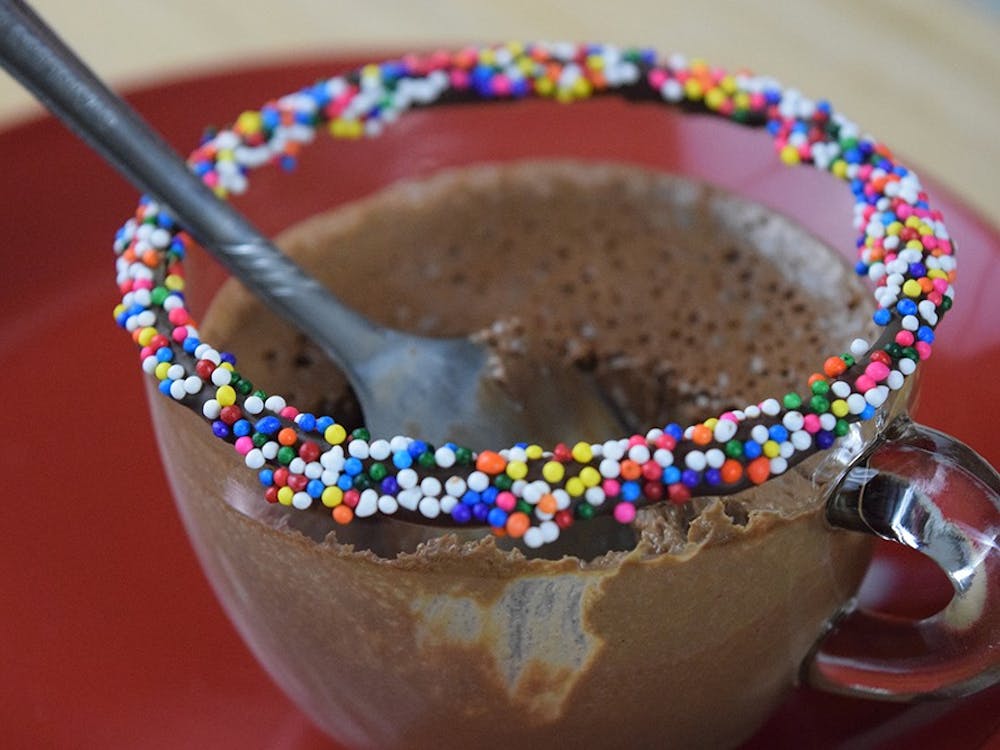 This recipe is made entirely in the blender. Mix chocolate, eggs and coffee for a simple dessert.