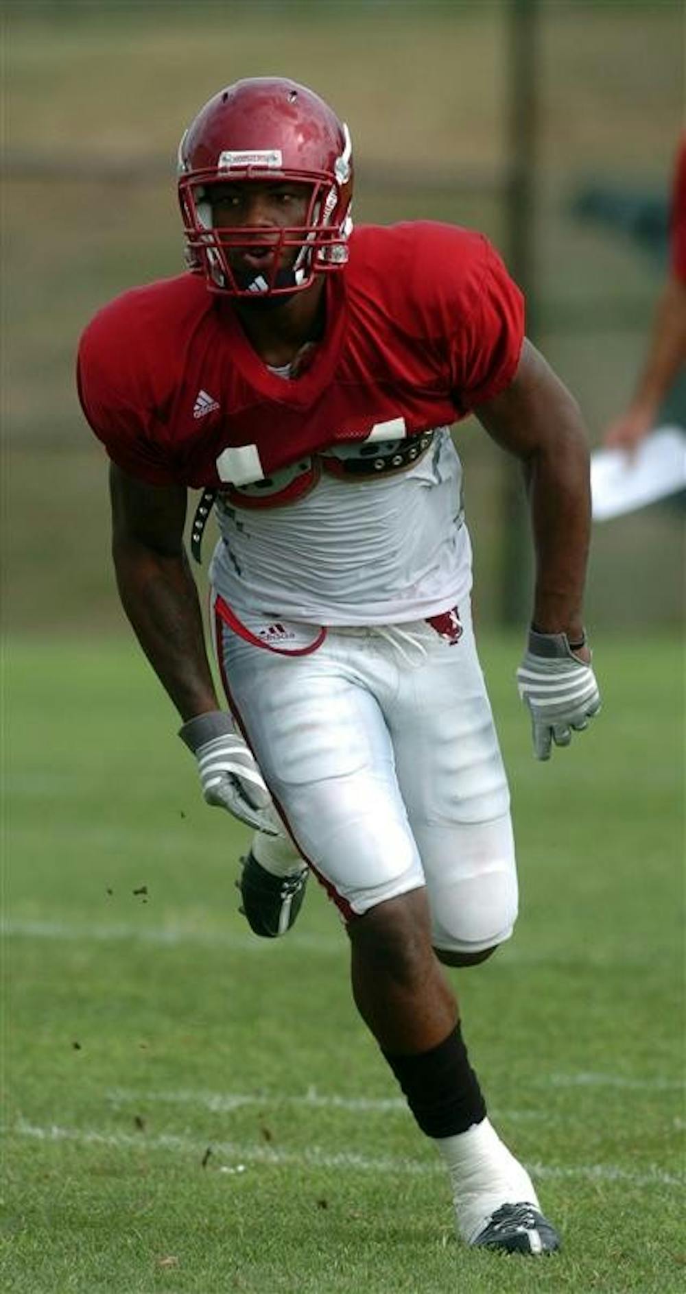 Sophomore safety Jerimy Finch practices Wednesday afternoon prior to Saturday's home opener for IU football against Western Kentucky. Finch, from Indianapolis, transferred over the summer to IU from the University of Florida.