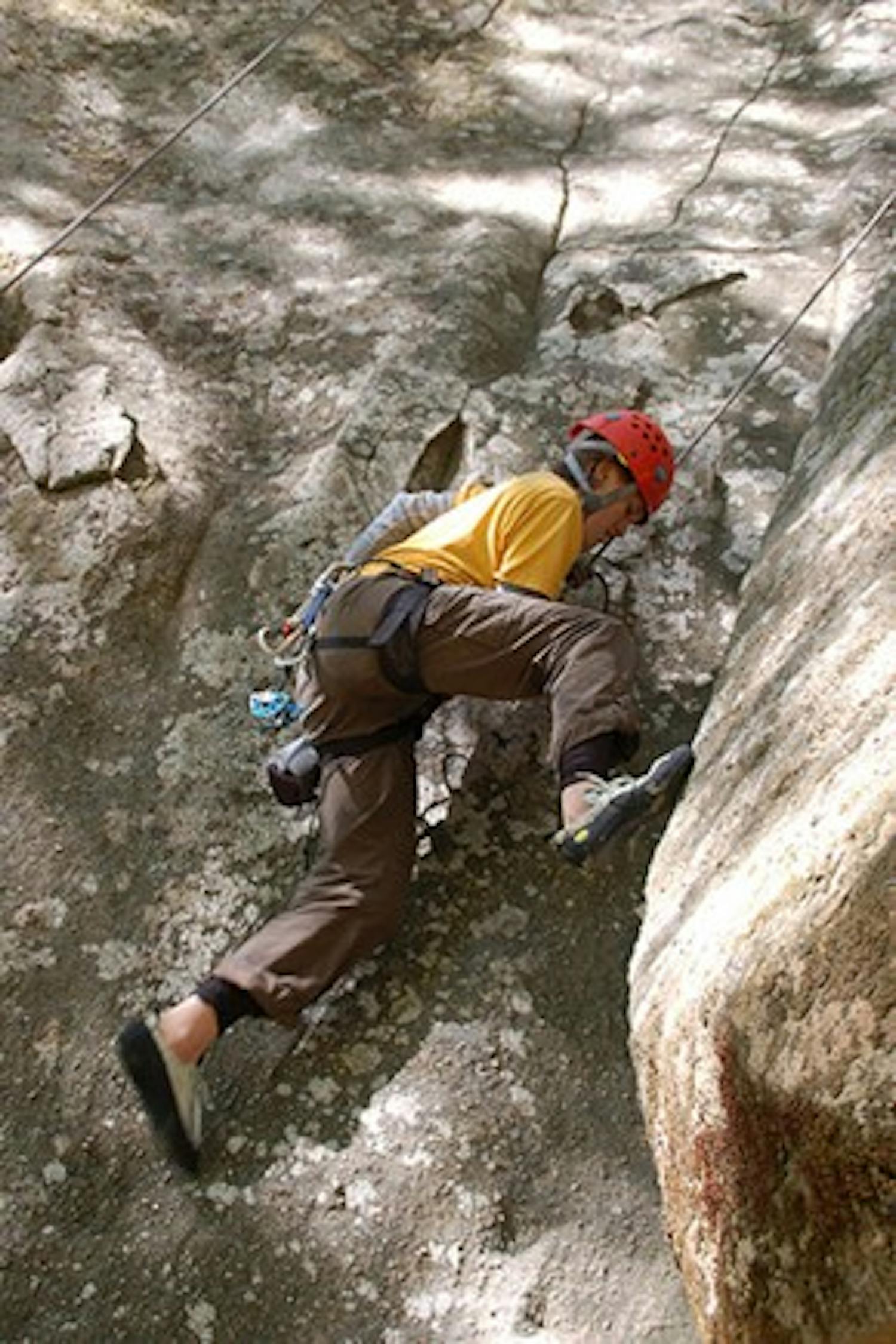 In October 2006, Teter Outdoor Adventure Resident Hannah Giauque went rock climbing with her community at the Red River Gorge in Kentucky. 
Photo courtesy Ryan Anderson