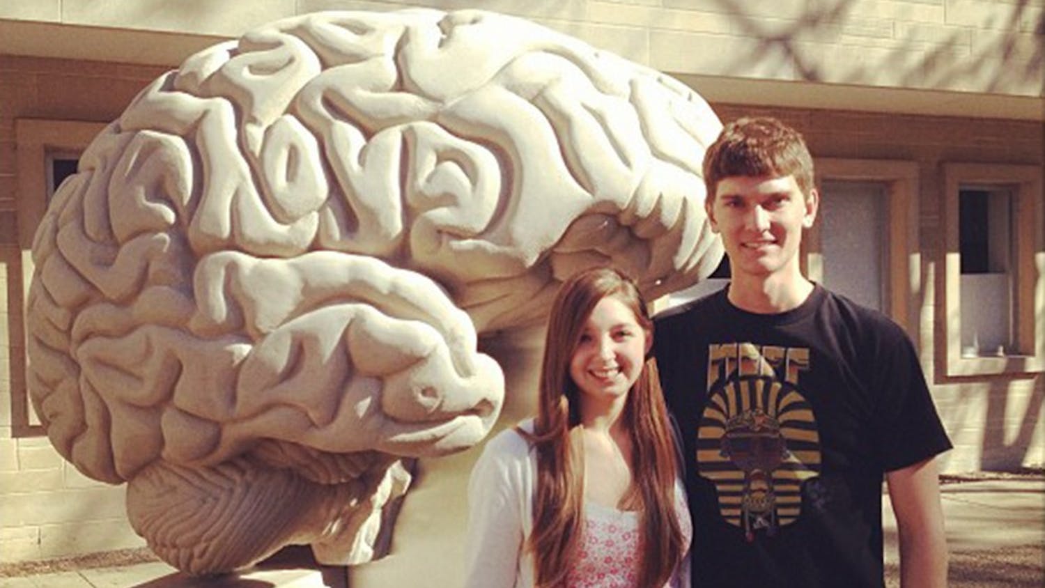 IU senior Brian MacLafferty, right, stands with his girlfriend Lexii Alcaraz outside the psychology building. MacLafferty died unexpectedly Wednesday, Sept. 10.